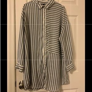 Mixed Stripe White and Grey Tunic